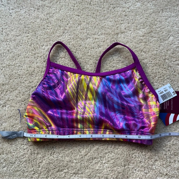 NWT Motionwear Dance Gymnastics Sports Bra - Adult Small - Purple Metallic - Picture 5 of 5